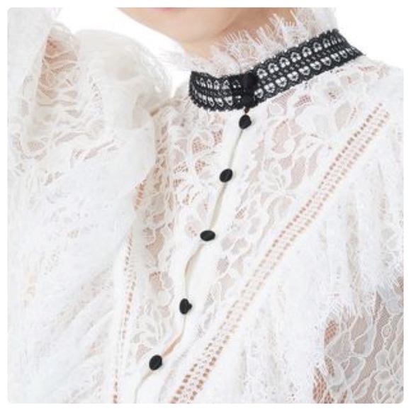 ALICE + OLIVIA Jessia Lace Button Front Blouse - Picture 4 of 13
